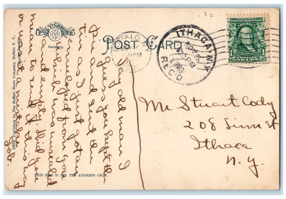 1907 Dakota Elevator Building Boat Smokestacks View Buffalo New York NY Postcard