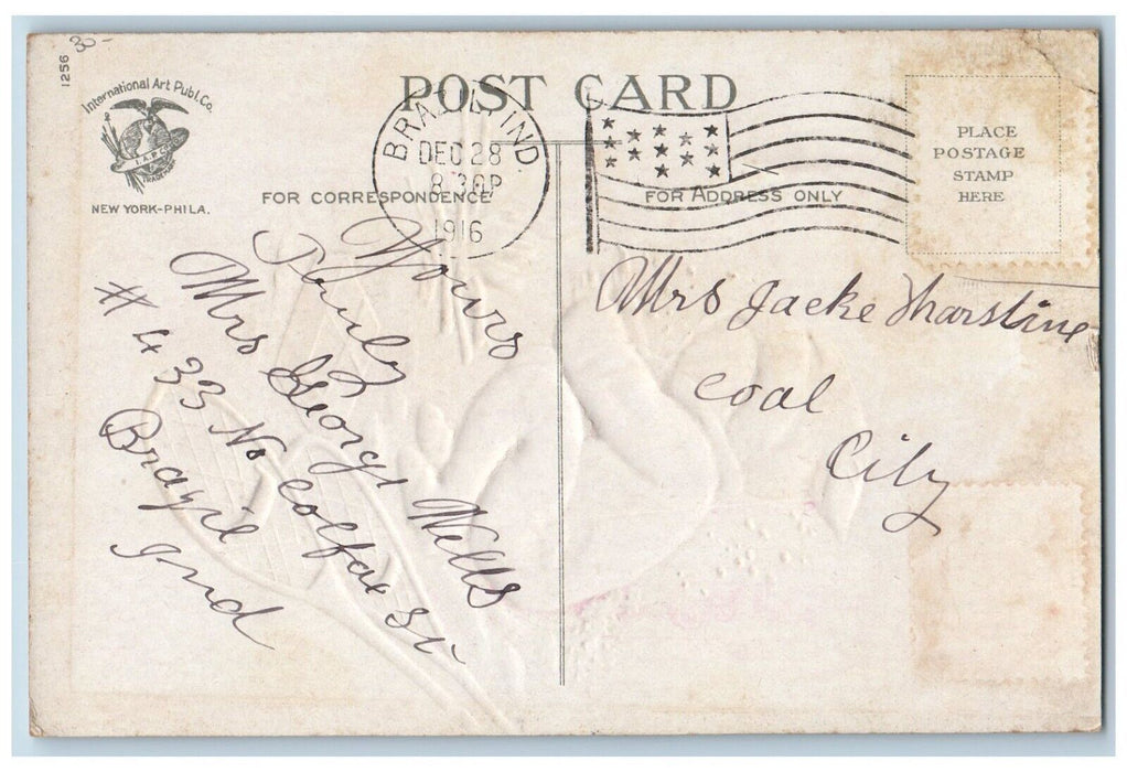 New Year Child Fire Burning Snow Shoes Ellen Clapsaddle Artist Signed Postcard
