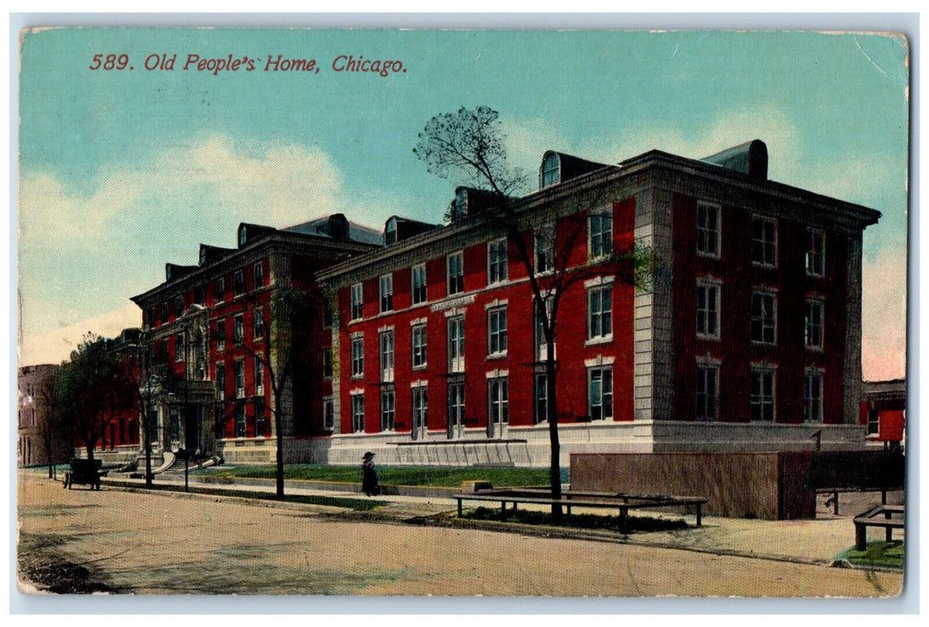 1912 View of Old People's Home Chicago Illinois IL Antique Posted Postcard