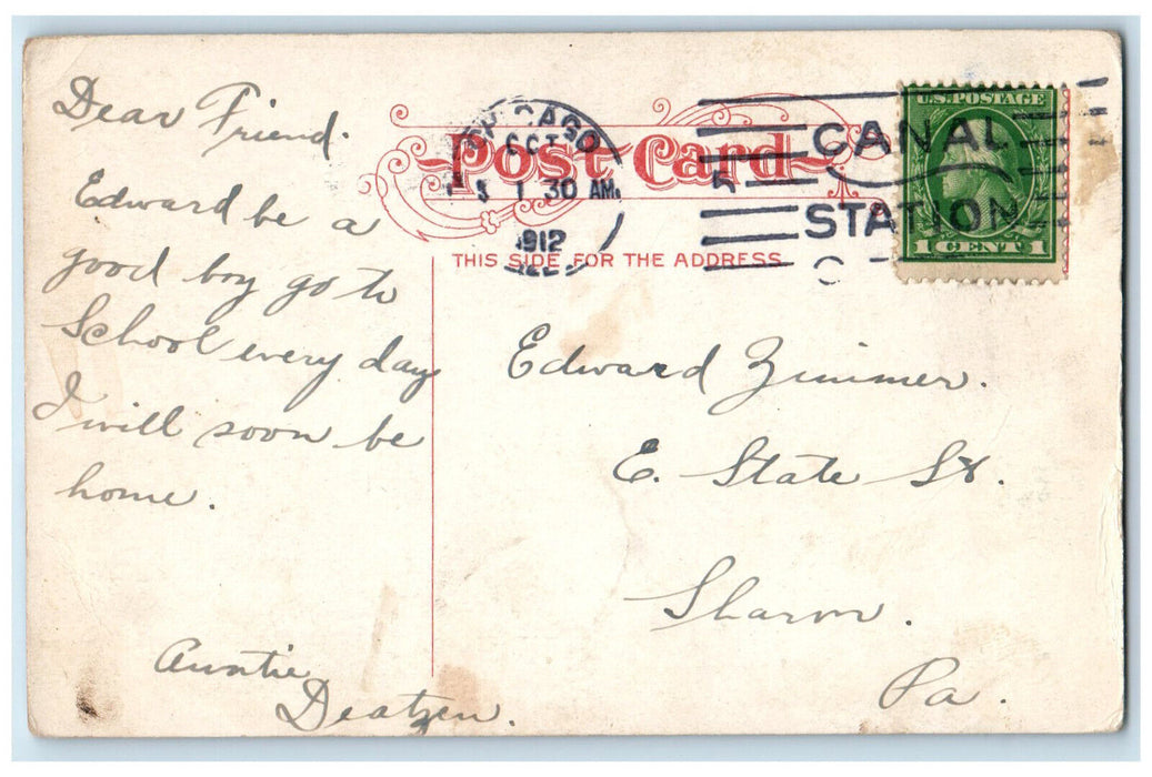 1912 View of Old People's Home Chicago Illinois IL Antique Posted Postcard