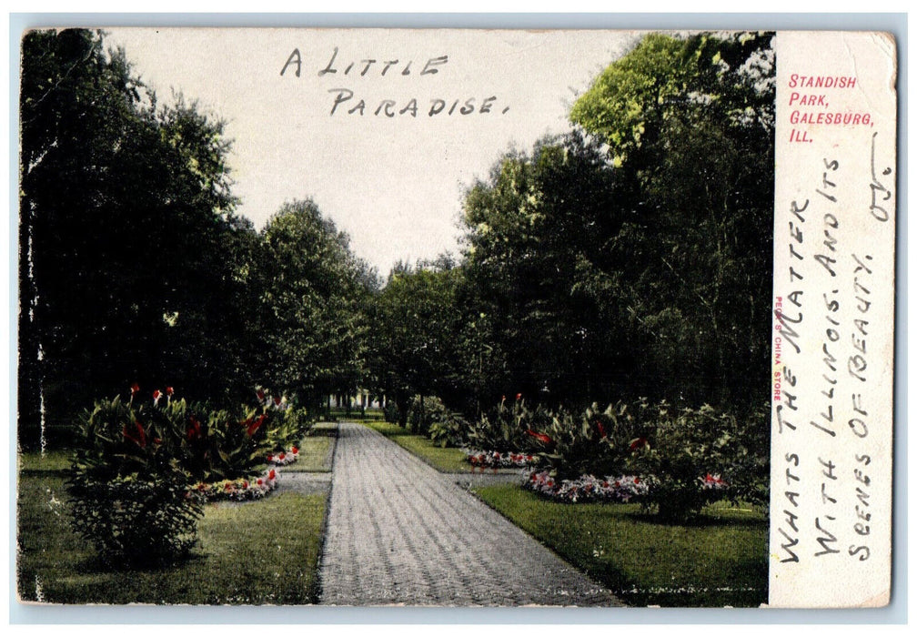 1907 Standish Park Galesburg Illinois IL Chi & Co. Bluffs RPO Postcard