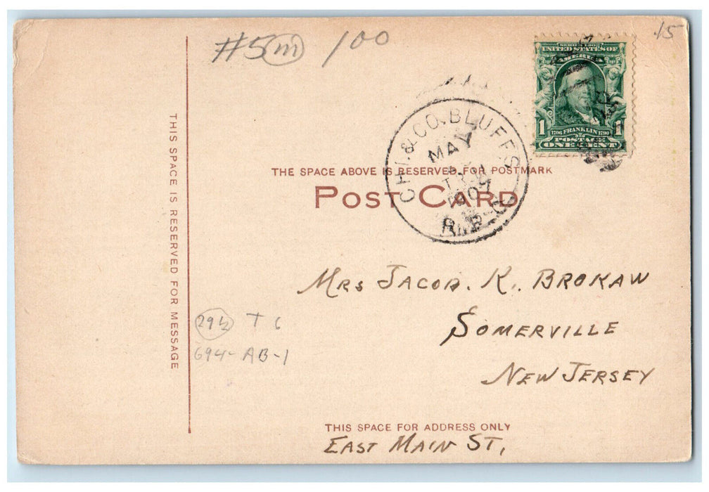 1907 Standish Park Galesburg Illinois IL Chi & Co. Bluffs RPO Postcard