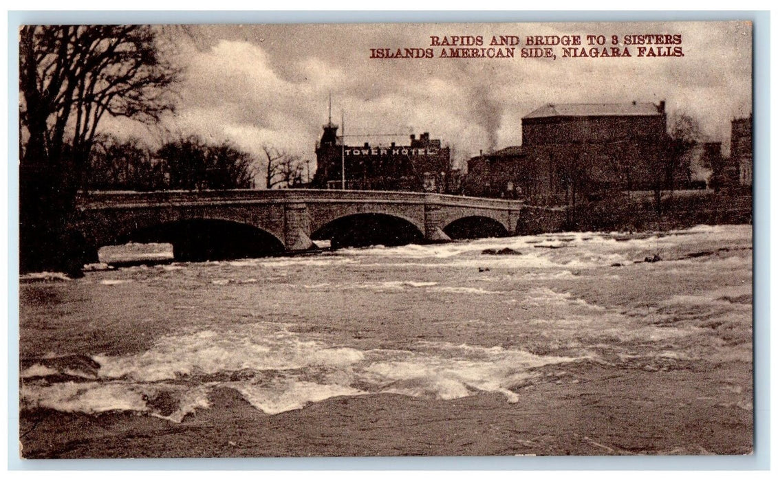 c1905 Rapids & Bridges Tower Hotels River Niagara Falls New York NY Postcard