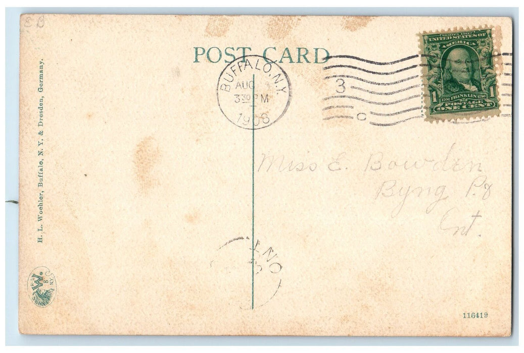 1908 Jack Knife Bridge Ferry Boat Docks Smokestacks Buffalo New York NY Postcard