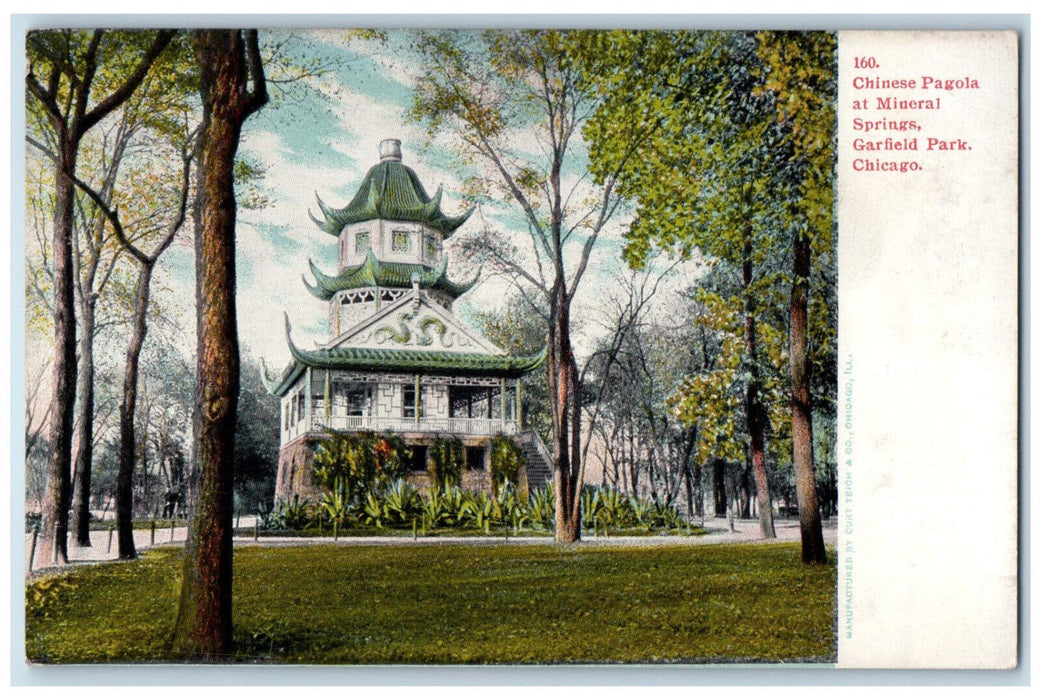 1905 Chinese Pagola Mineral Springs Garfield Park Chicago Illinois IL Postcard