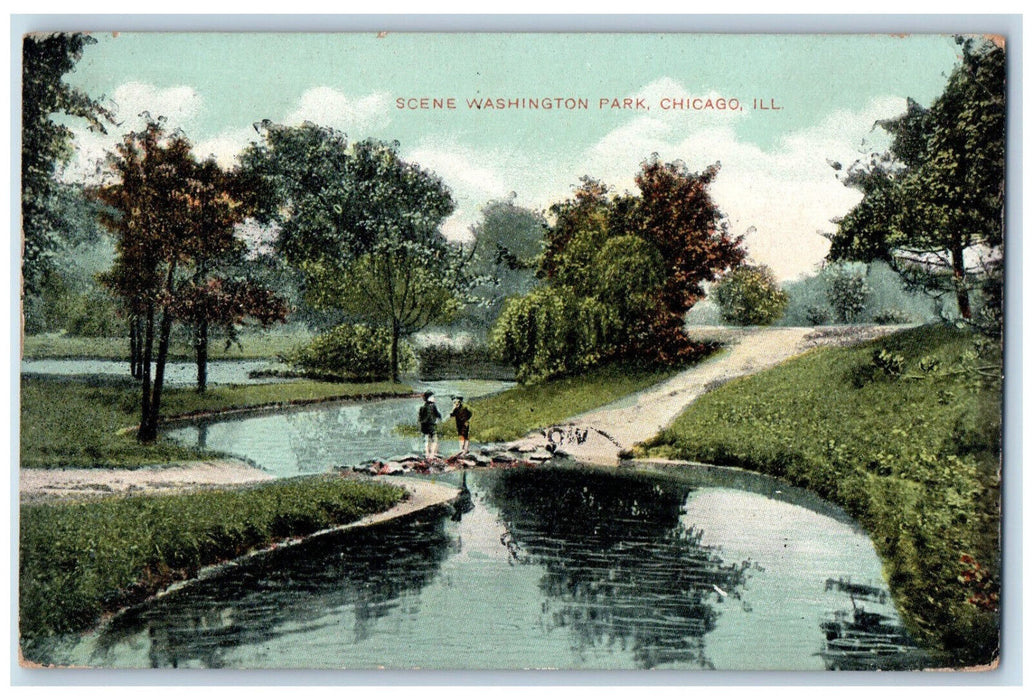 1908 Scene Washington Park Chicago Illinois IL Antique Posted Postcard