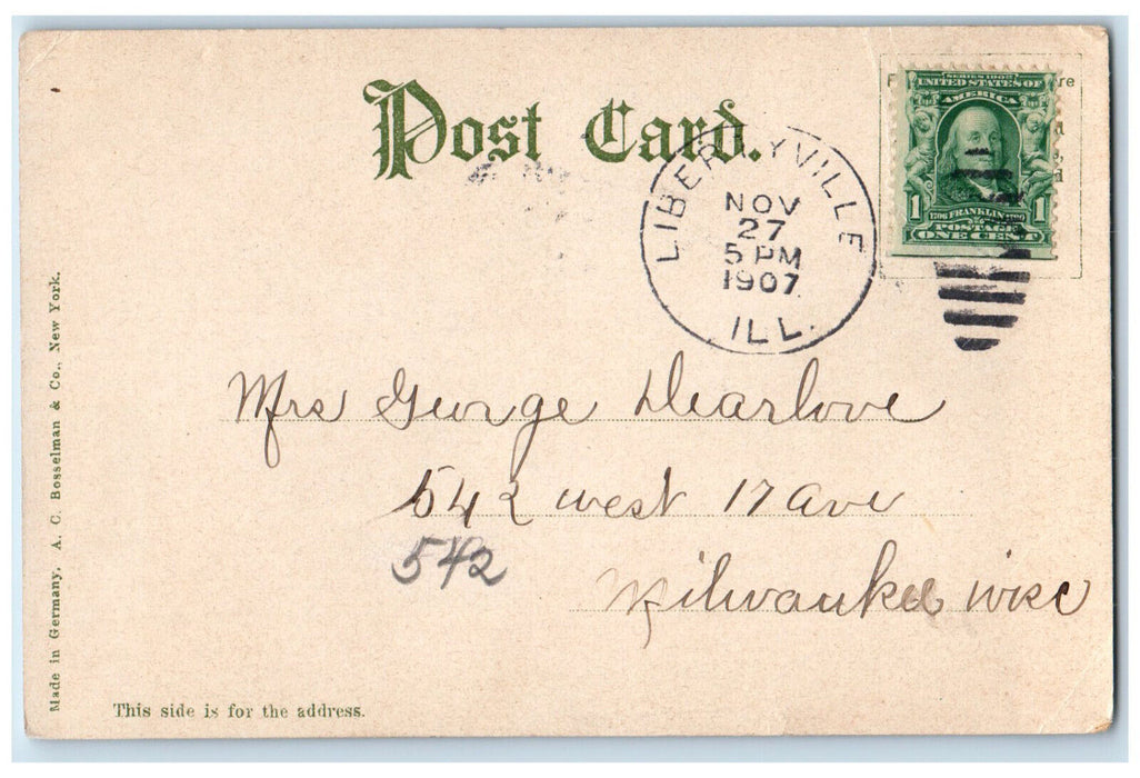 1907 Libertyville Crystal Spring Libertyville Illinois IL Posted Postcard