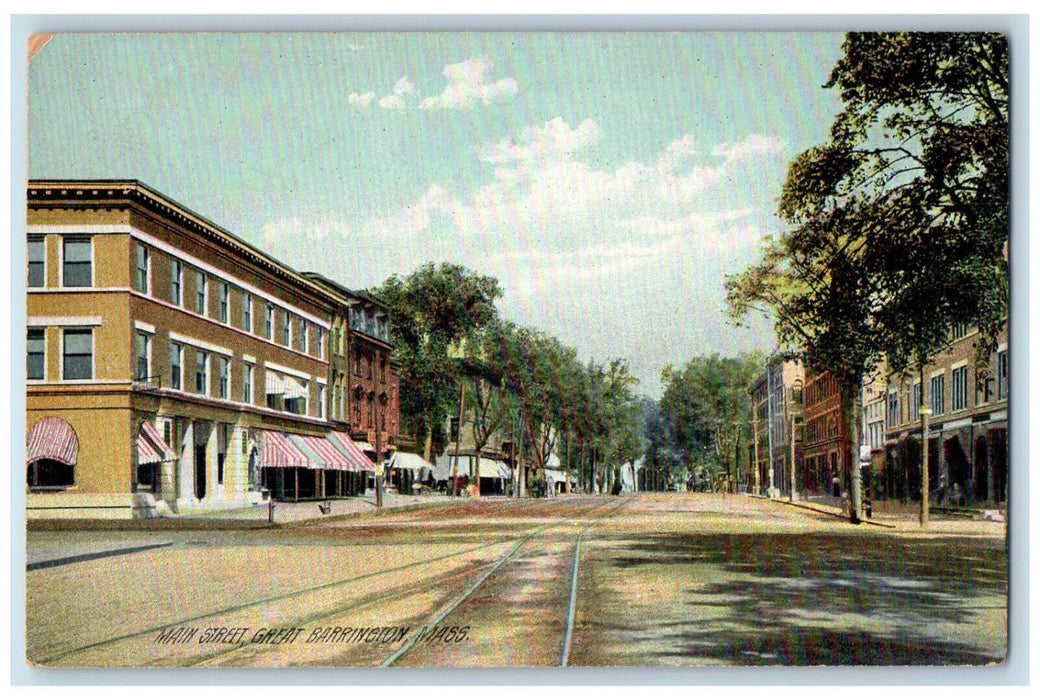 c1910 Main Street Great Barrington Massachusetts MA Antique Unposted Postcard