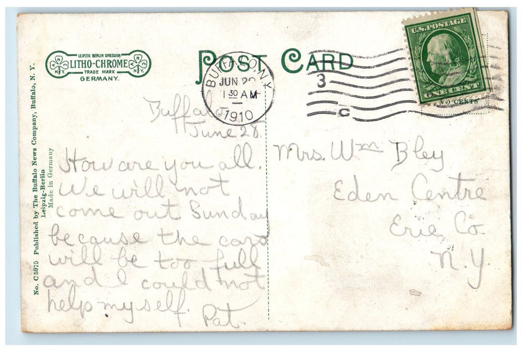 1910 Steamer City Of Erie C&B Line Passenger Ferry Buffalo New York NY Postcard