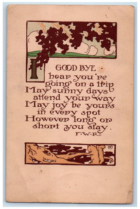 1920 Goodbye Message Arts Crafts Rust Crafts Ritta Florida FL Antique Postcard