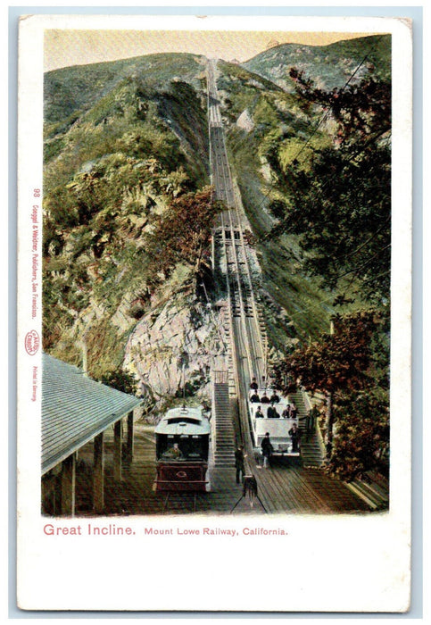 c1905 Great Incline Mount Lowe Railway California CA Antique Postcard