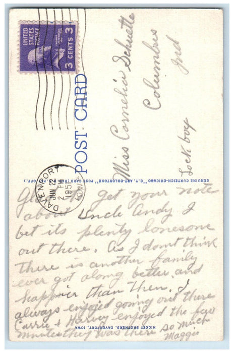 1951 Rock Island High School and Stadium Rock Island Illinois IL Postcard