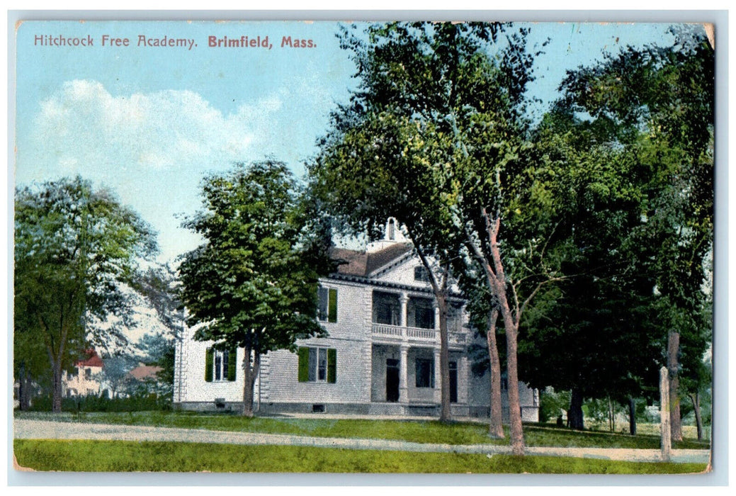 1909 Hitchcock Free Academy Brimfield Massachusetts MA Antique Posted Postcard