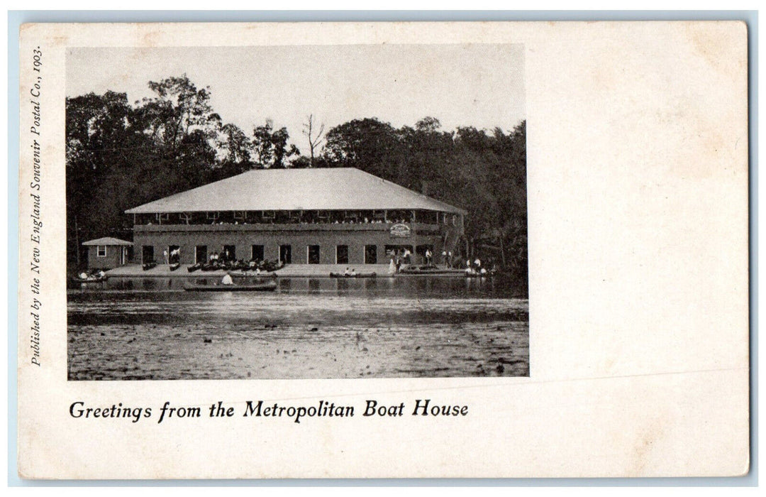 c1905 Greetings from the Metropolitan Boat House Antique Unposted Postcard