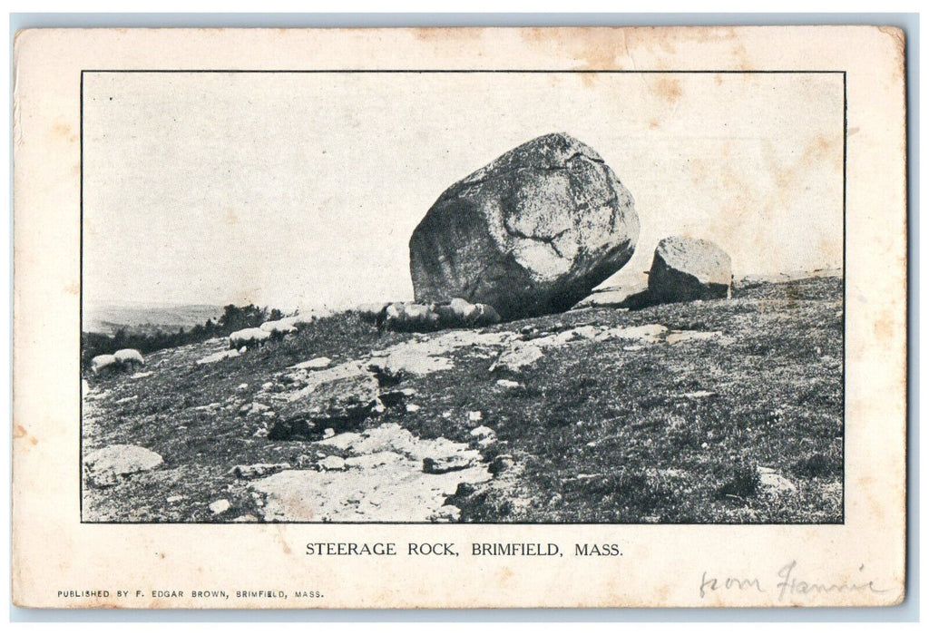 c1910 Steerage Rock Brimfield Massachusetts MA Antique Unposted Postcard