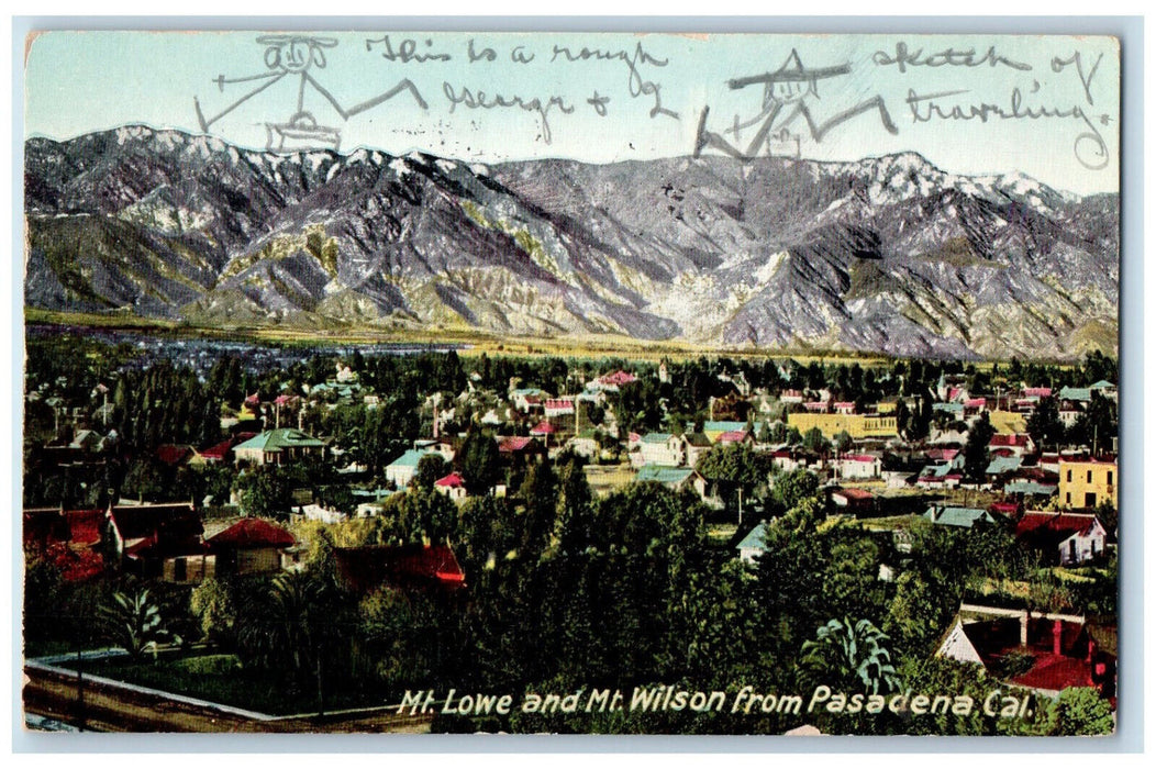 1913 Mt. Lowe and Mt. Wilson from Pasadena California CA Exposition Postcard