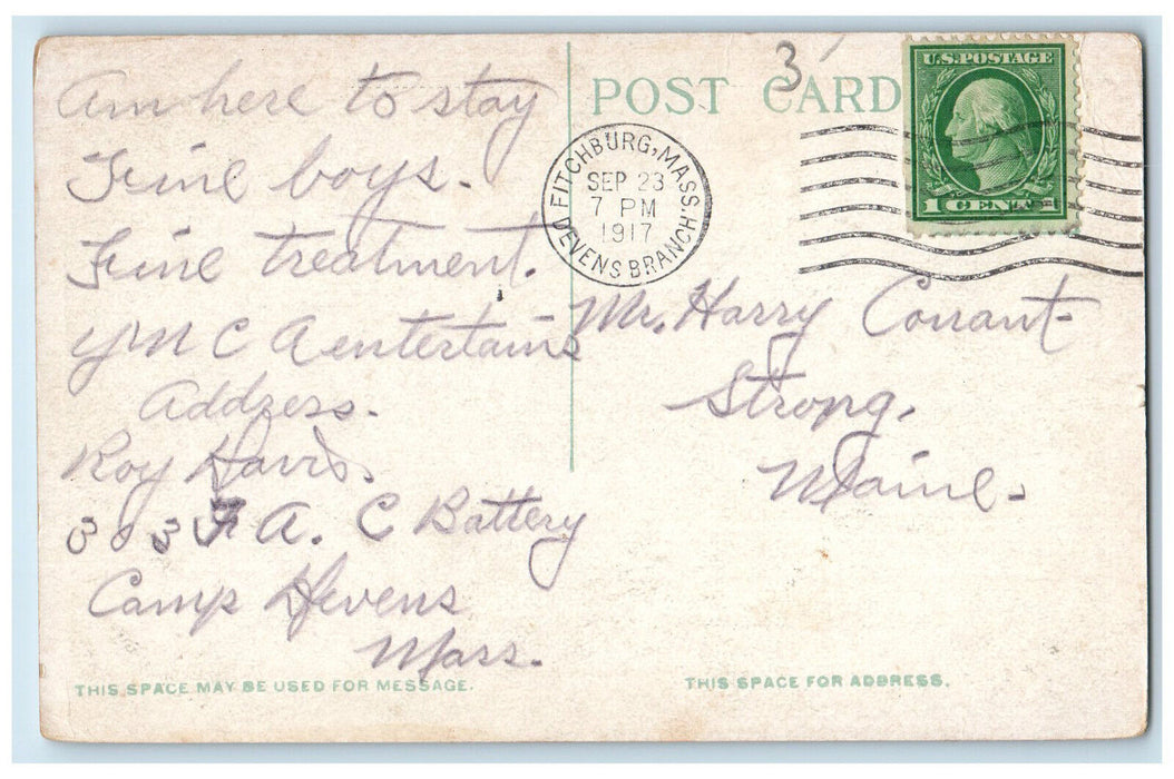 1917 Headquarters Troop Sheds Camp Devens Ayer Massachusetts MA Postcard