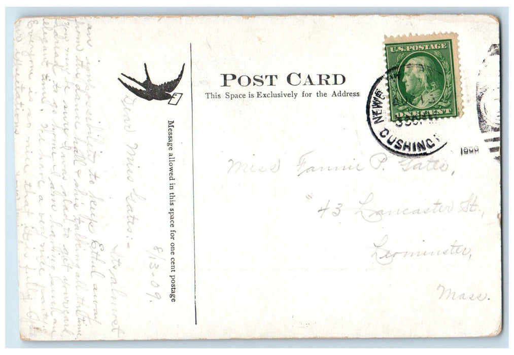 1909 Butler's Toothpick Black Rocks Massachusetts MA Antique Posted Postcard