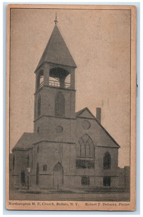 1909 Northampton Methodical Episcopal Church Cross Tower Buffalo NY Postcard