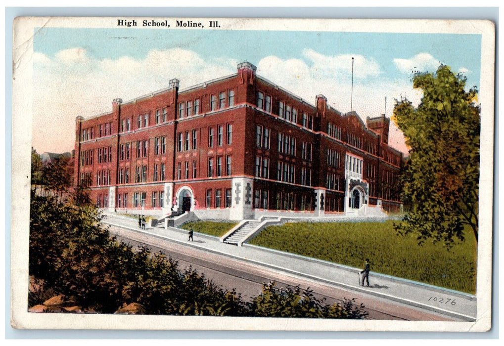 1925 High School Building Moline Illinois IL Vintage Posted Postcard