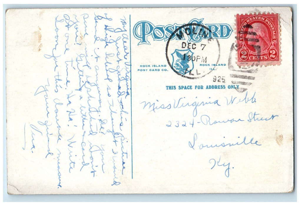 1925 High School Building Moline Illinois IL Vintage Posted Postcard