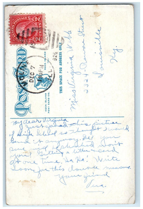 1925 High School Building Moline Illinois IL Vintage Posted Postcard