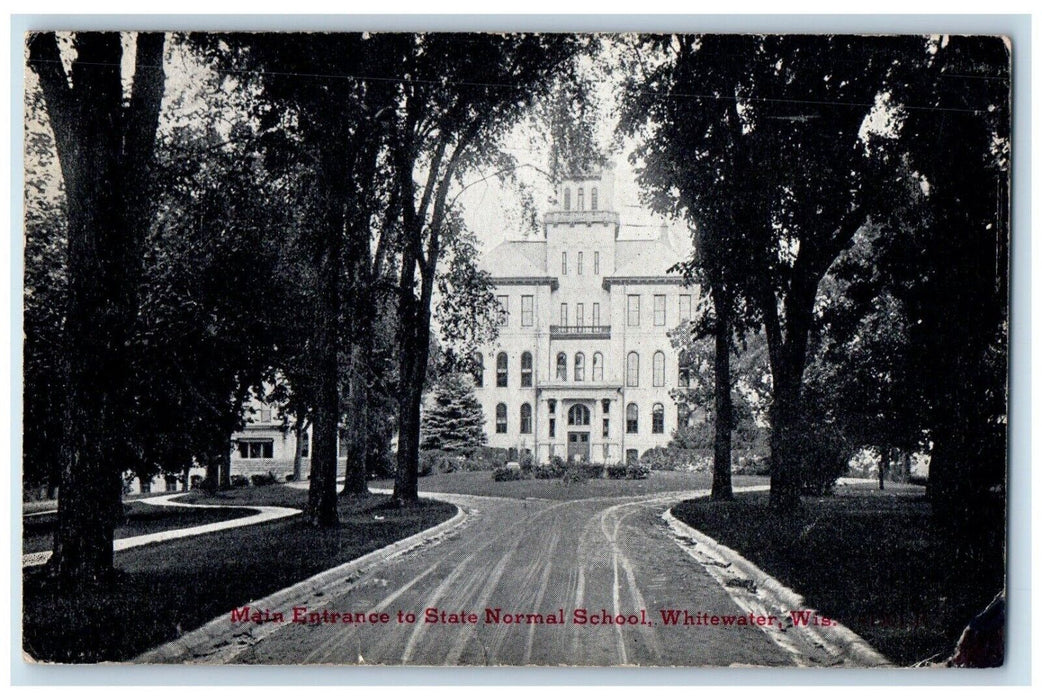 c1910's Main Entrance To State Normal School Whitewater Wisconsin WI Postcard