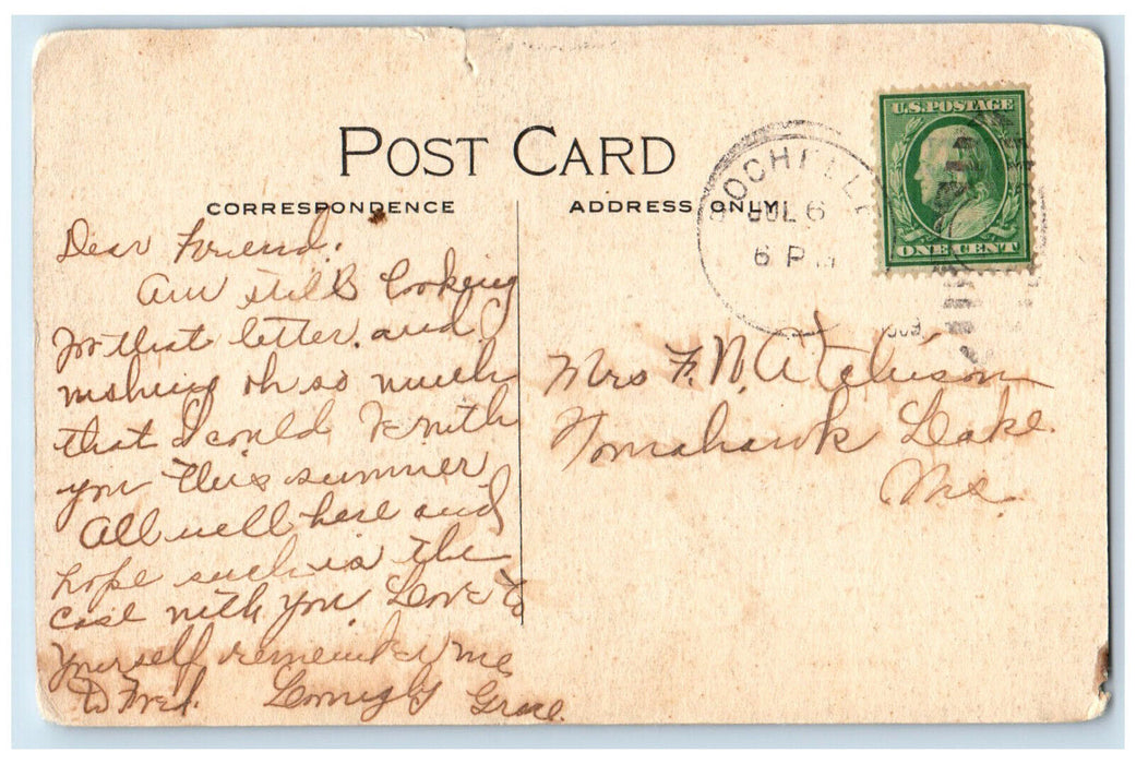 c1910 Looking North on Sixth Street Rochelle Illinois IL Antique Postcard