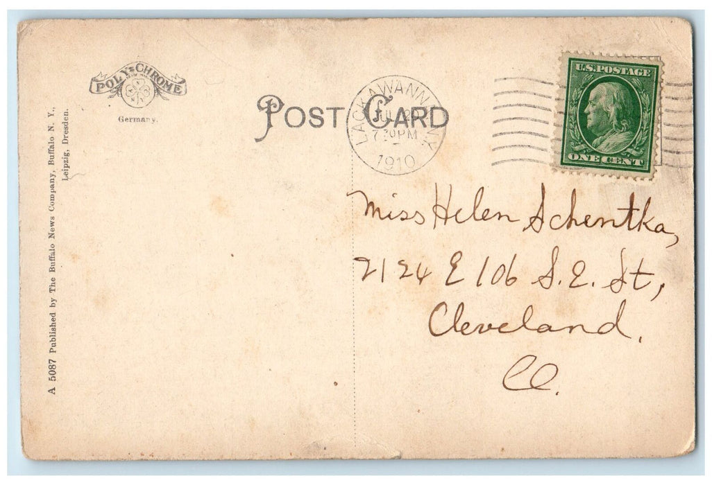1910 View From The Harbor Paddle Boats Ships Buffalo New York NY Posted Postcard