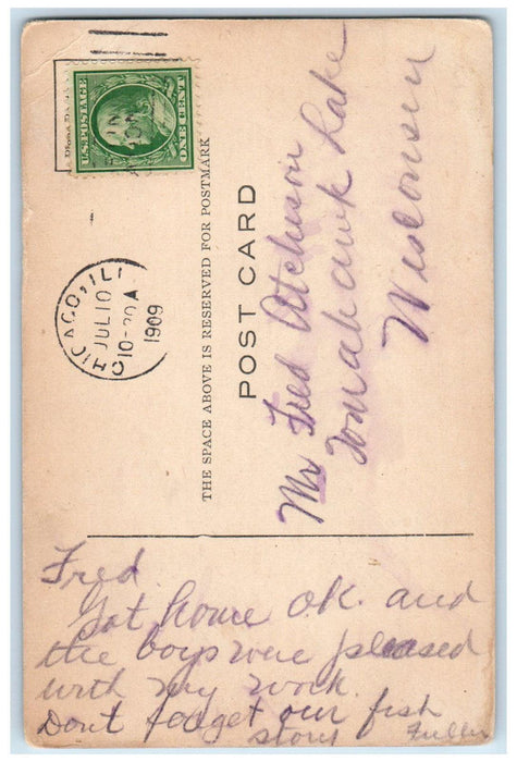 1909 Austin High School Chicago Illinois IL Antique Posted Postcard