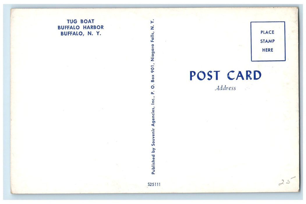 c1950's Tug Boat Buffalo Harbor Ship Towing Pushing Buffalo New York NY Postcard