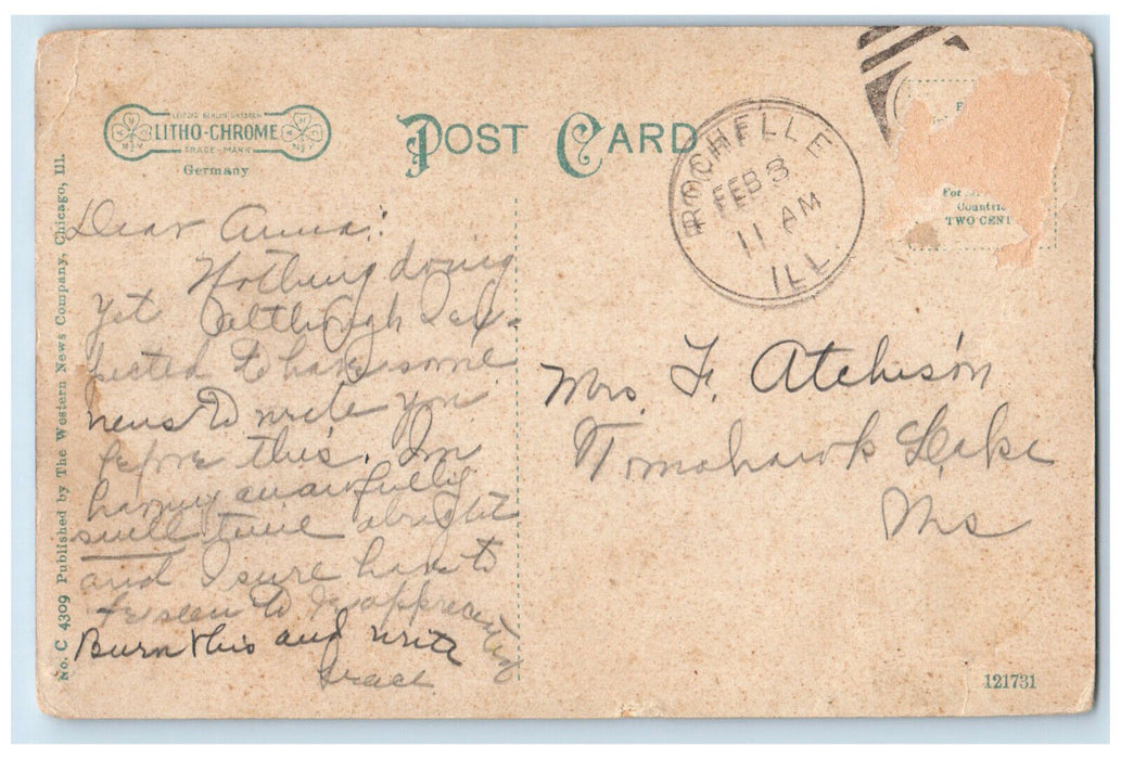 c1910 Residence of Mrs. M.A. Southworth Rochelle Illinois IL Antique Postcard
