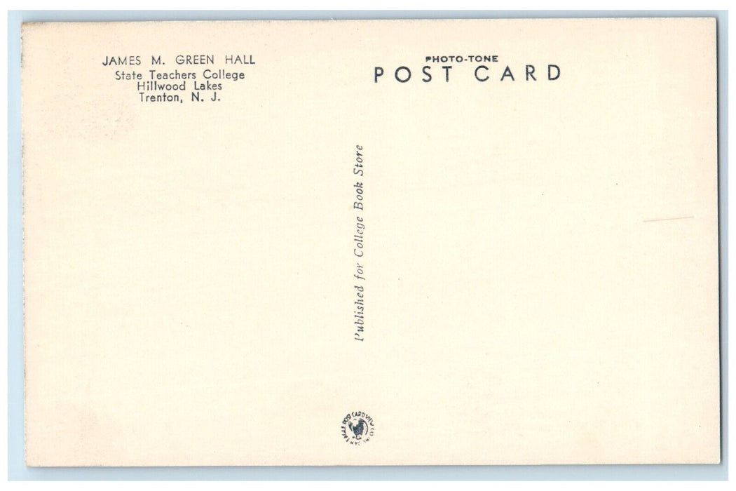 James M Green Hall State Teachers College Hillwood Lakes Trenton NJ Postcard