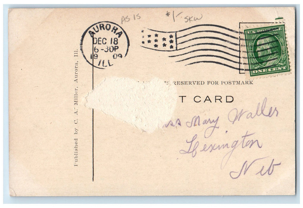 1909 St. Charles Hospital Aurora Illinois IL Antique Posted Postcard