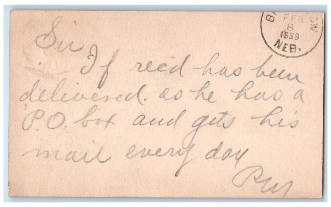 1888 Chas Haller PO Box P.M. Broken Bow Omaha Nebraska NE Postal Card