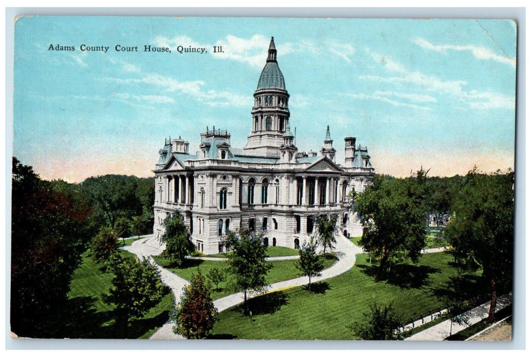 c1910 Adams County Court House Quincy Illinois IL Antique Unposted Postcard