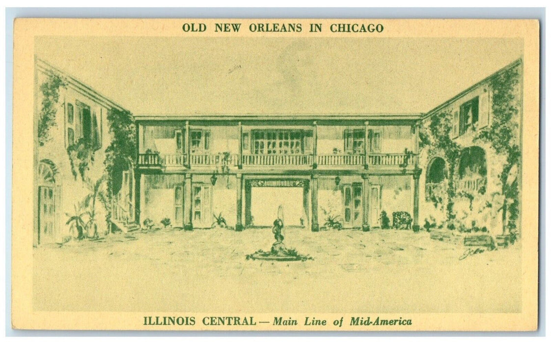 1948 Chicago Railroad Fair Illinois Central Exhibit Of New Orleans RPO Postcard