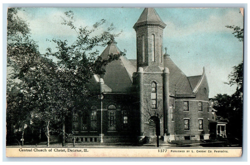 c1910 Central Church of Christ Decatur Illinois IL Antique Unposted Postcard