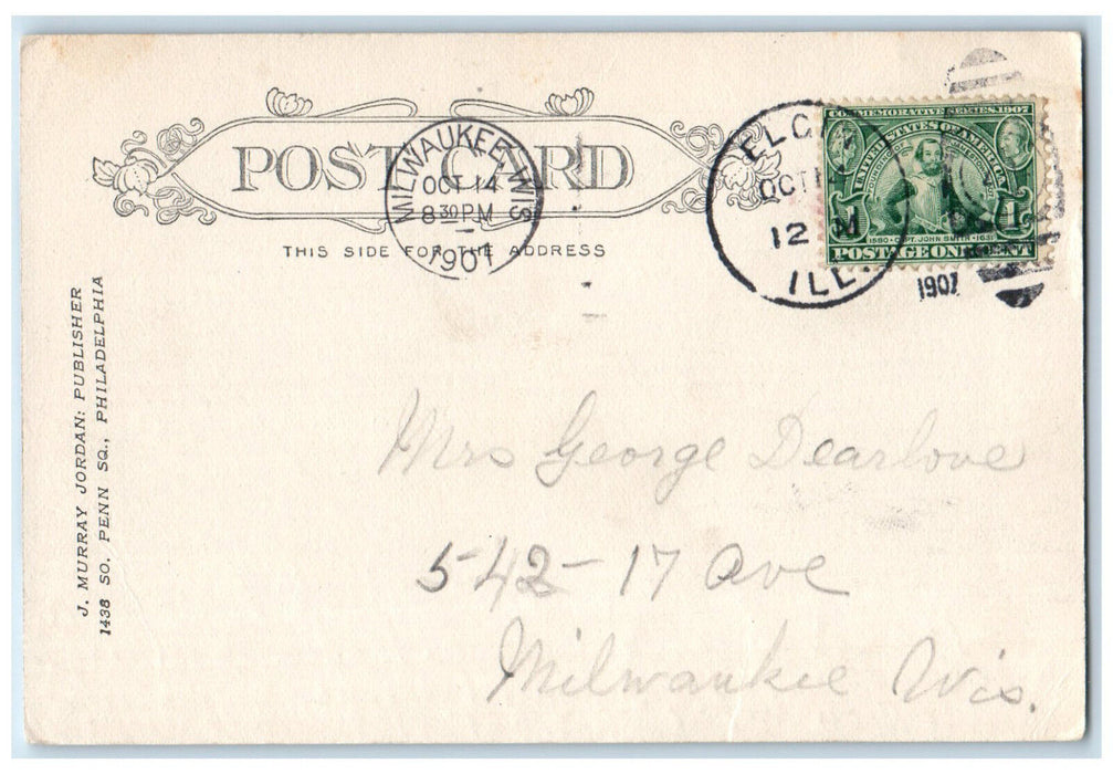 1907 Scene on Fox River Elgin Illinois IL Antique J Murray Jordan Postcard