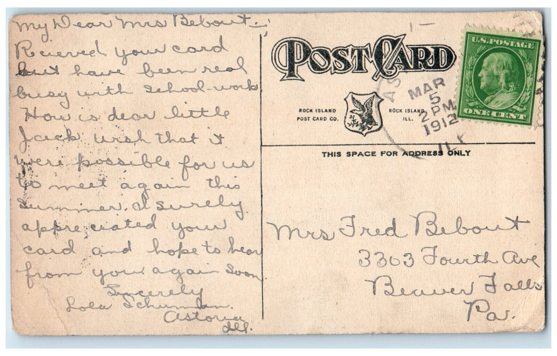 1912 Dam and Pumping Station Astoria Illinois IL Antique Posted Postcard