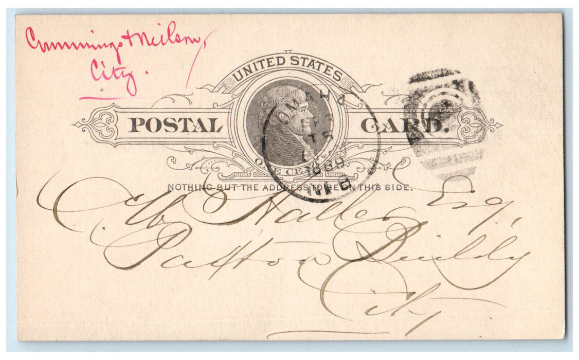 1888 Office Cummings & Neilson Omaha Nebraska NE Antique Posted Postal Card