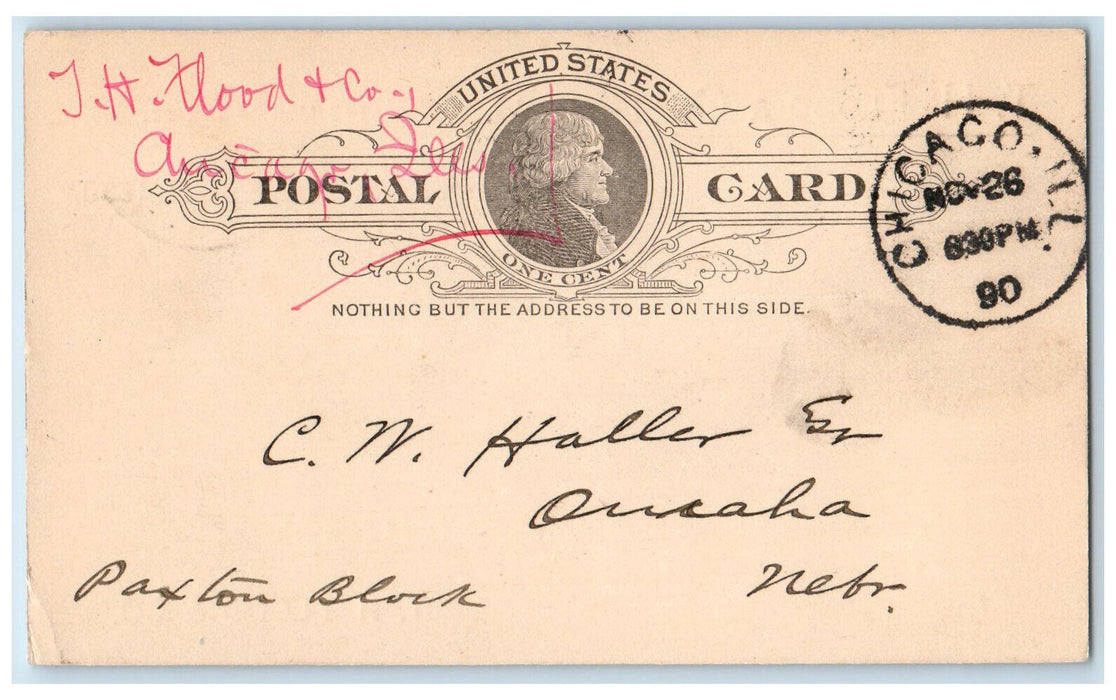 1890 T.H. Flood & Co. Law Books Chicago Illinois IL Antique Postal Card