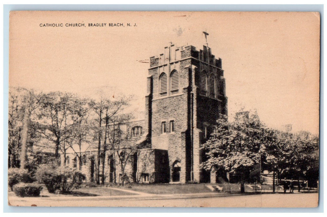 1945 Catholic Church Bradley Beach New Jersey NJ Vintage Unposted Postcard