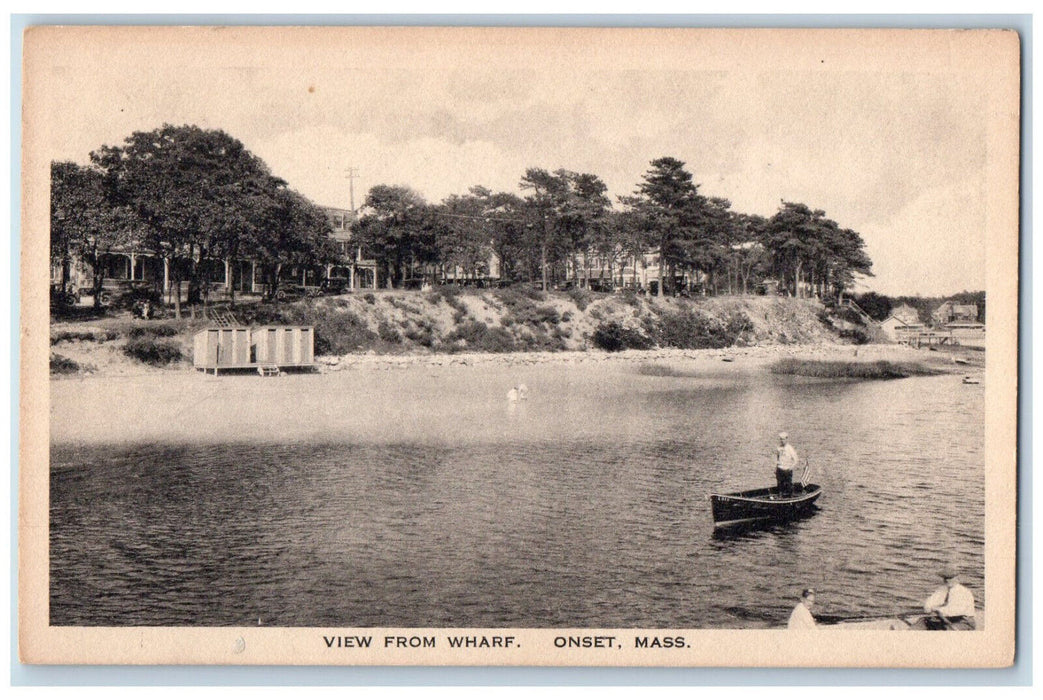 c1940's View from Wharf Boating at Onset Massachusetts MA Vintage Postcard