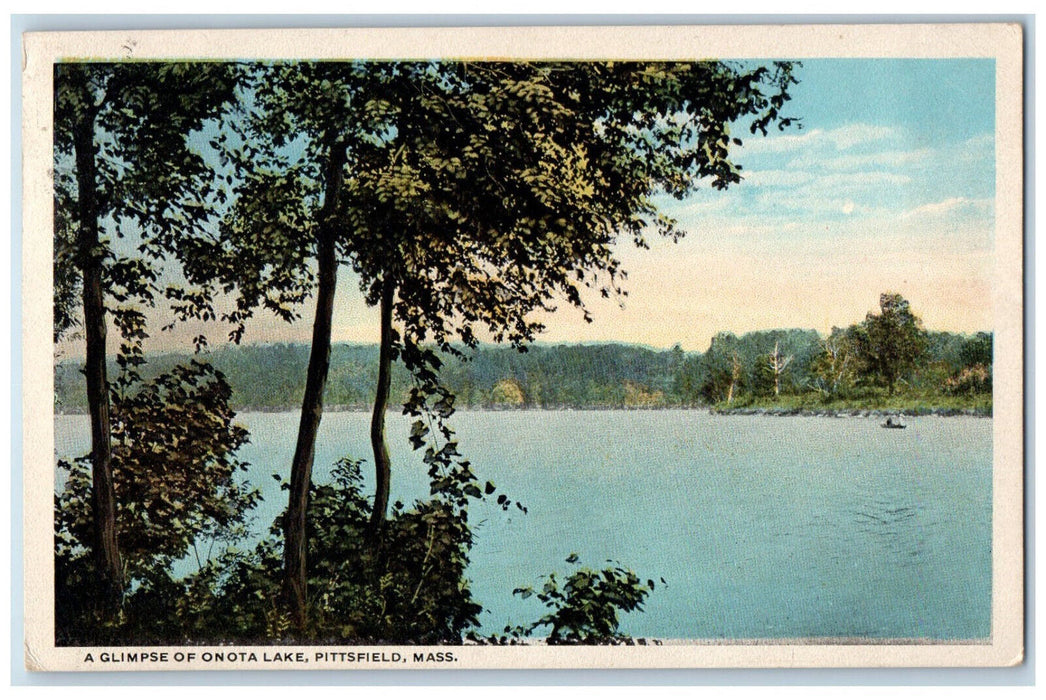 1921 A Glimpse of Onota Lake Pittsfield Massachusetts MA Antique Postcard