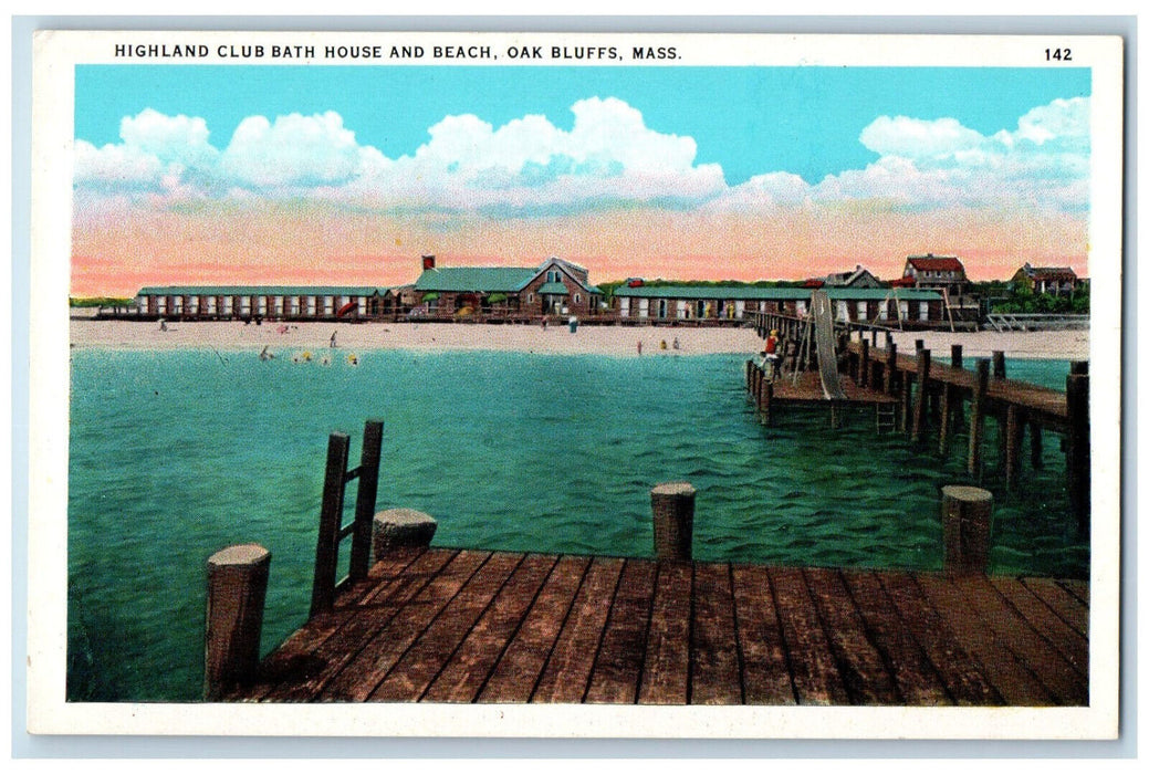 c1930's Highland Club Bath House & Beach Oak Bluffs Massachusetts MA Postcard