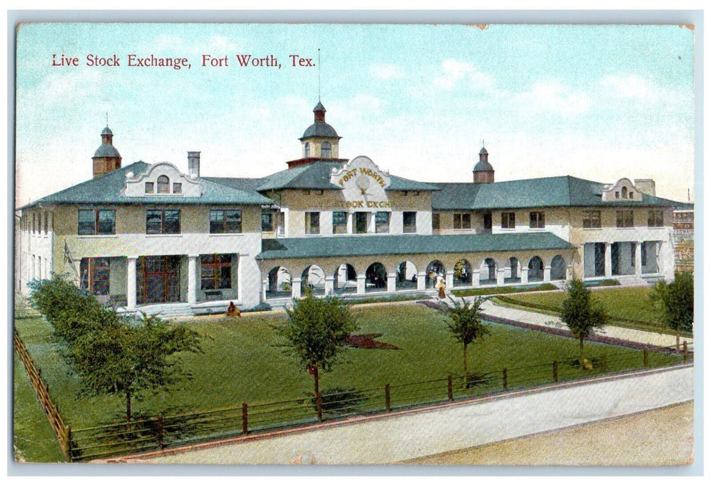 1908 Live Stock Exchange Building Panoramic View Forth Worth Texas TX Postcard