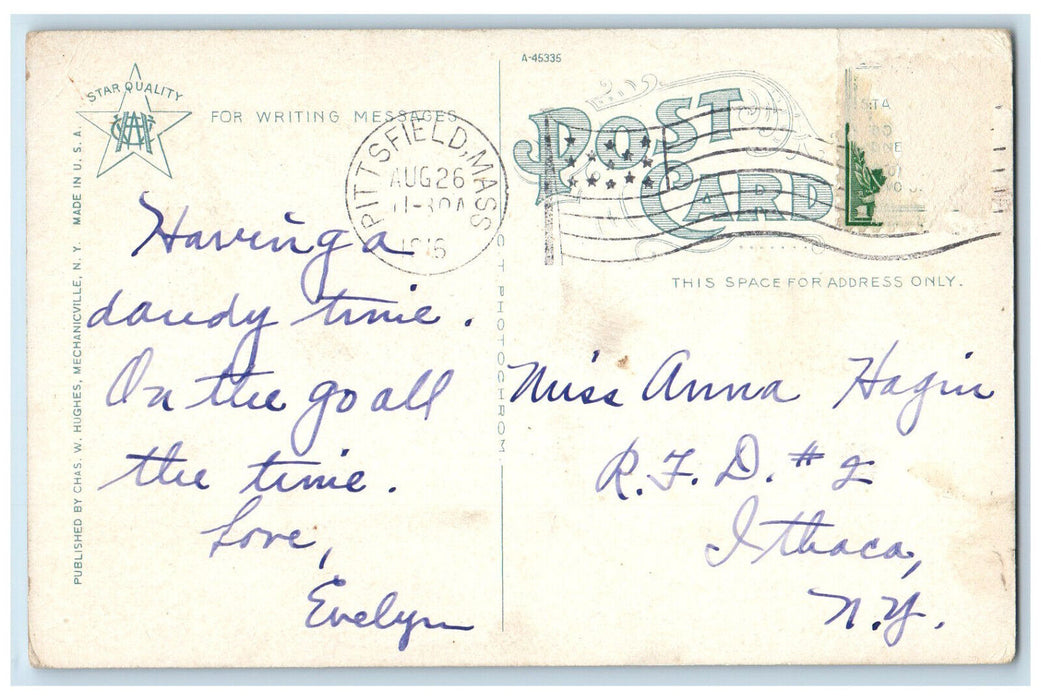 1916 Greetings from Pittsfield Massachusetts MA Antique Multiview Postcard