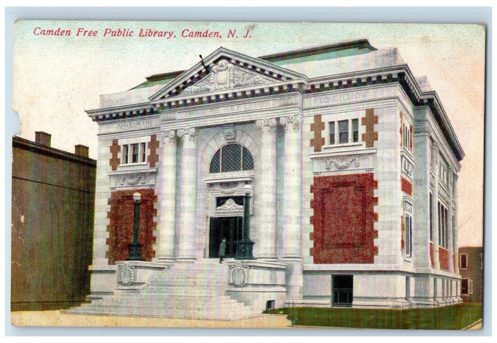 1912 Camden Free Public Library Camden New Jersey NJ Antique Posted Postcard