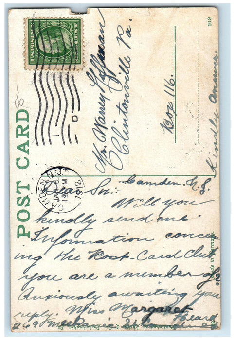 1912 Camden Free Public Library Camden New Jersey NJ Antique Posted Postcard